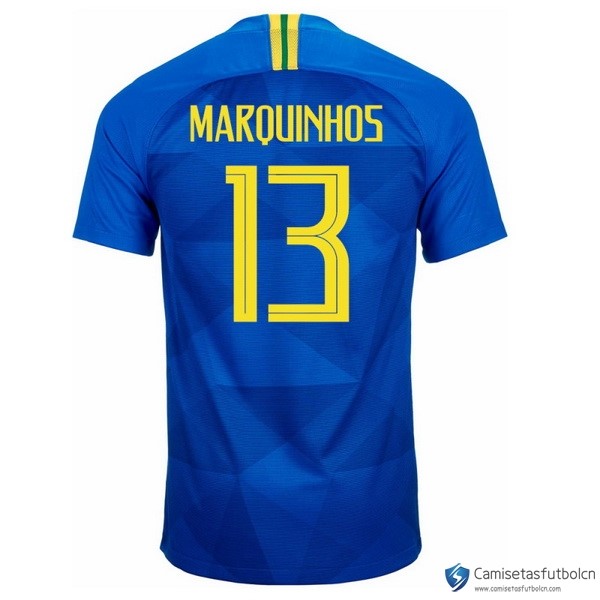 Camiseta Seleccion Brasil Segunda equipo Marquinhos 2018 Azul